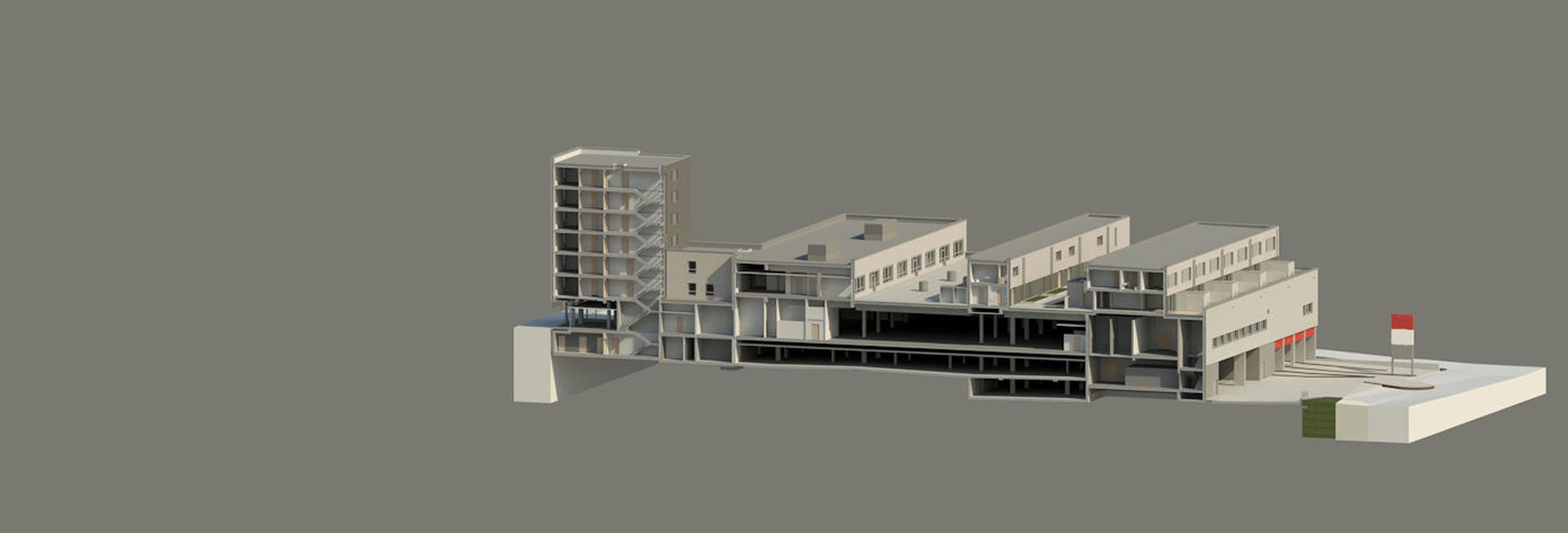 Modell eines Gebäudekomplexes.