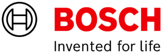 Logo von Bosch in roter Schrift und dem Text "Invented for life"